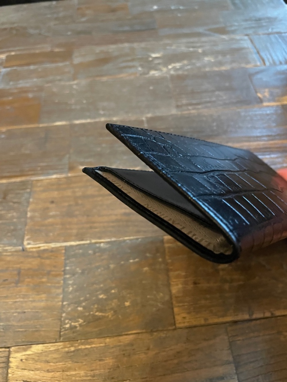Lauren Ralph Lauren Croc Embossed Leather Wallet Checkbook Holder - Picture 6 of 9